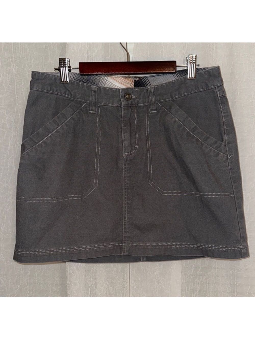 patagonia 6 Gray Mini Pencil Skirt 💯 Organic Cotton Plain Inner Details